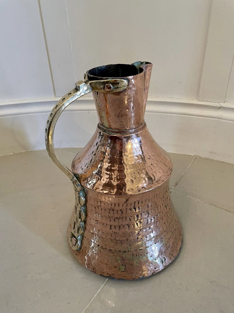 Large Antique Arts and Crafts Copper and Brass Milk Jug - Image 4